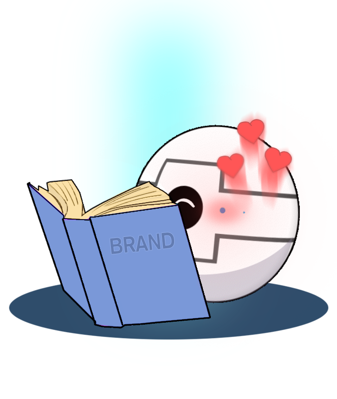 Versatile in mascot and story telling for brand recognition. Robot is reading a book about branding.